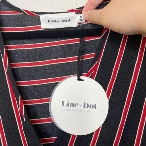 Line + Dot NWT Black and Red Striped Blouse Small - Picture 2 of 6